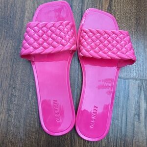 Old Navy Women's Bright Pink Braided Slide Sandals